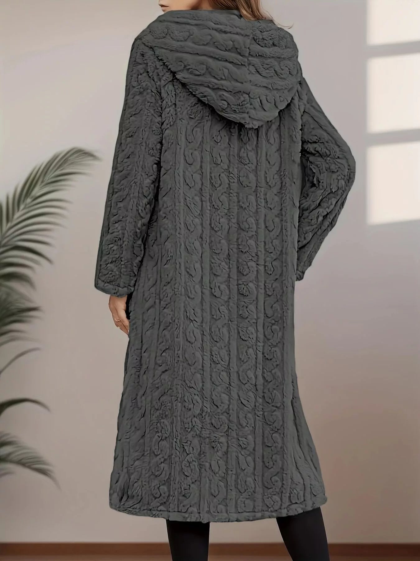 Cozy Hooded Button Up Longline Outerwear