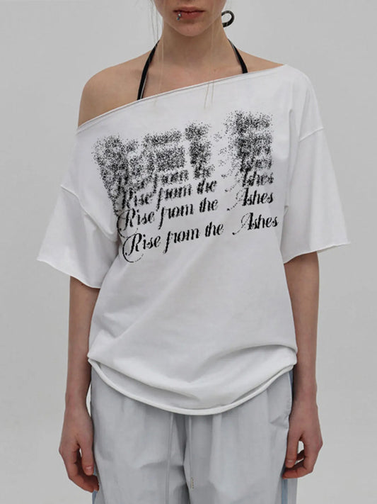 Letter Single Shoulder T-Shirt