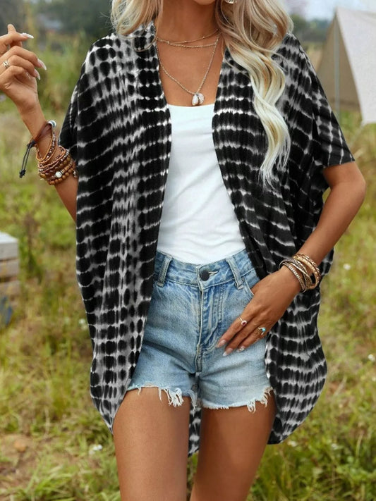 Tie-Dye Open Front Kimono Cardigan