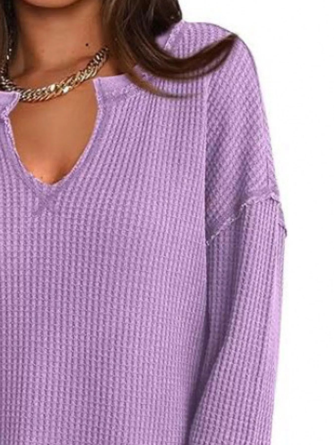 Waffle Knit Long Sleeve Sweatshirt