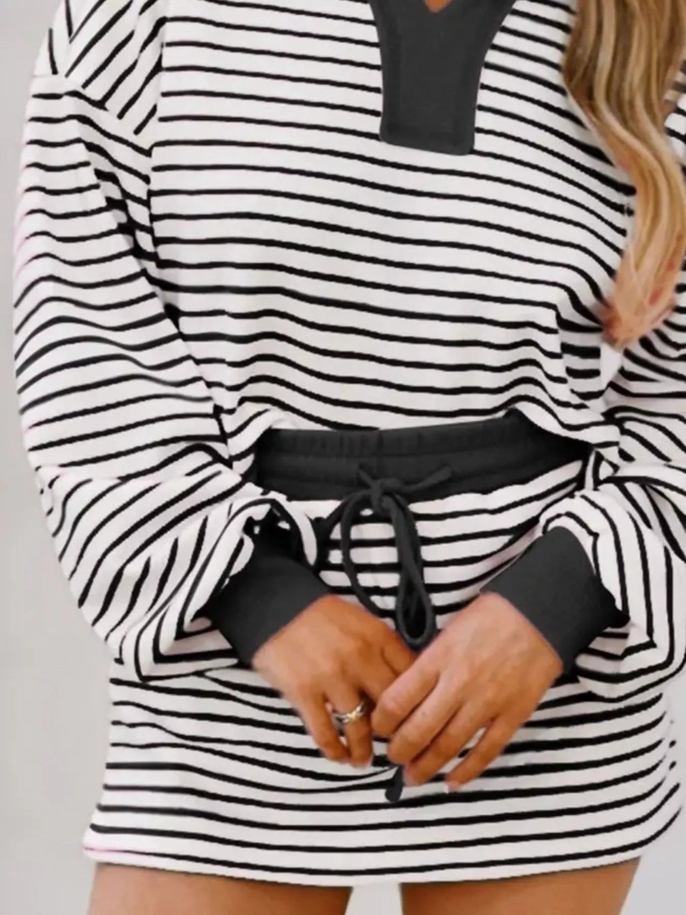 Striped Dropped Shoulder Top and Skirt Set