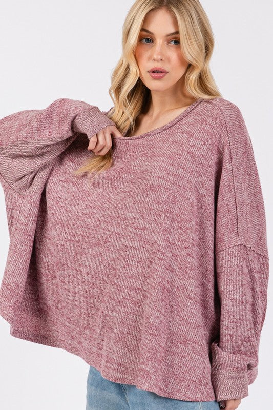 Back To School Sweater - SAGE + FIG Round Neck Batwing Sleeve Oversize Top