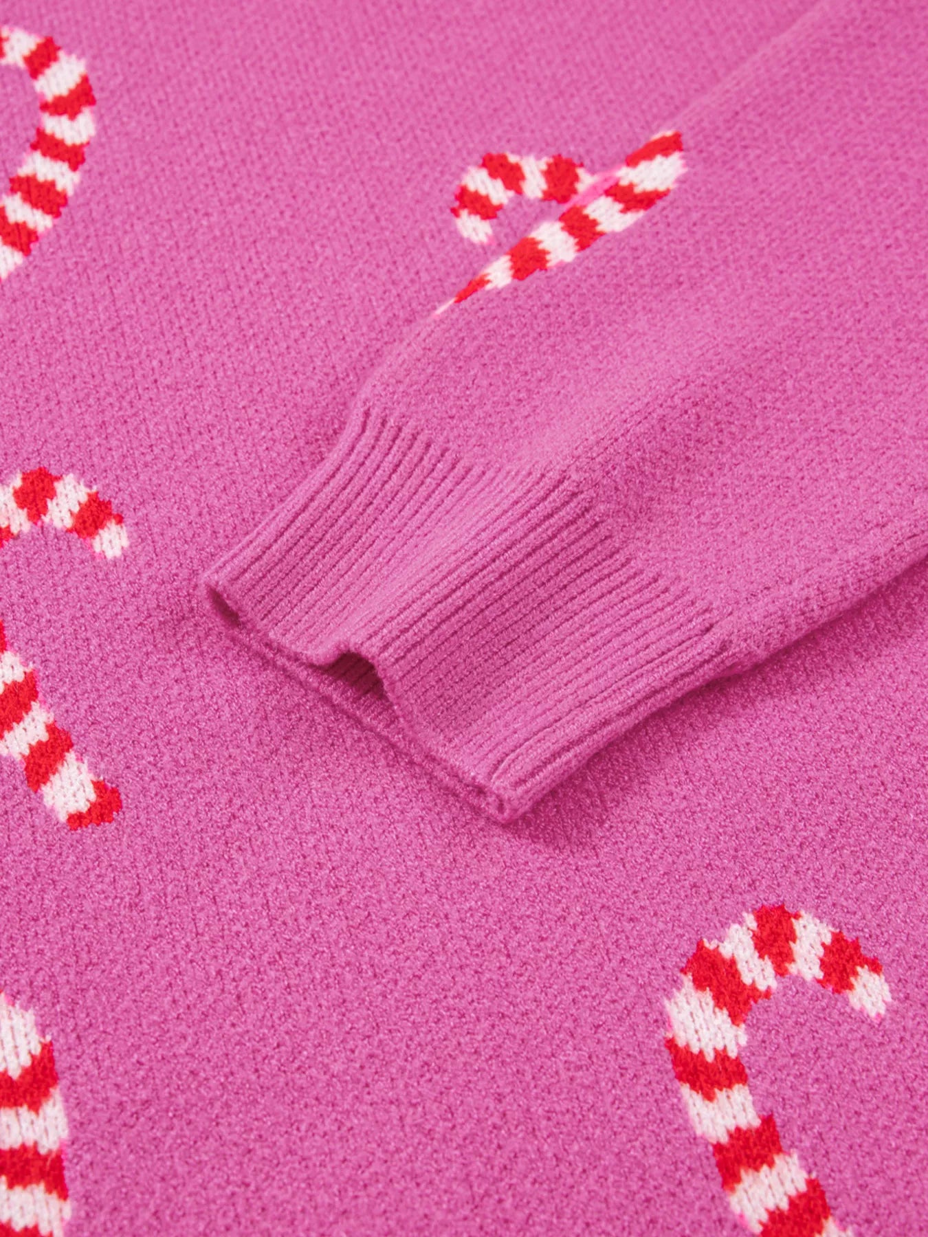 Christmas Candy Cane Holiday Drop Shoulder Sweater