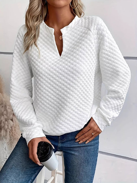 Notched Raglan Sleeve Sweatshirt