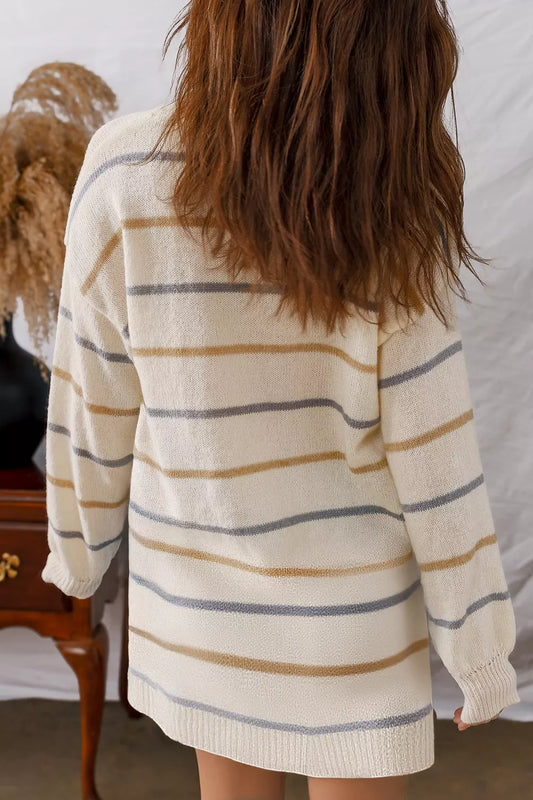 Striped Dropped Shoulder Oversized Sweater Dress