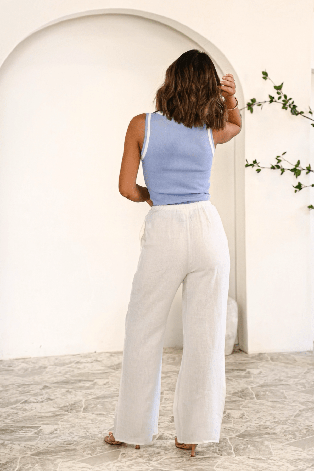 Breezy Linen Wide Leg Pants - White - FINAL SALE