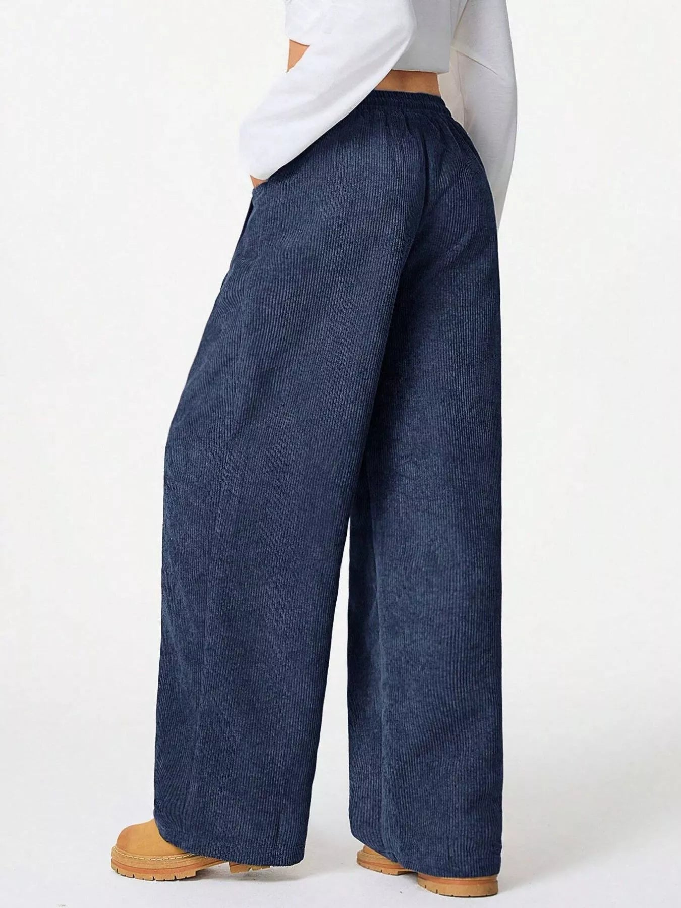Wide Leg Corduroy Drawstring Pants