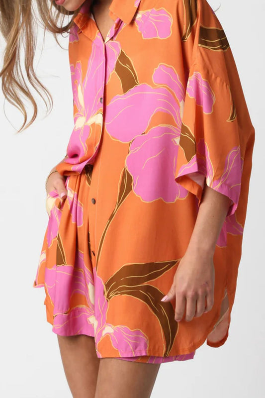 Floral Print Shirt and Shorts Set