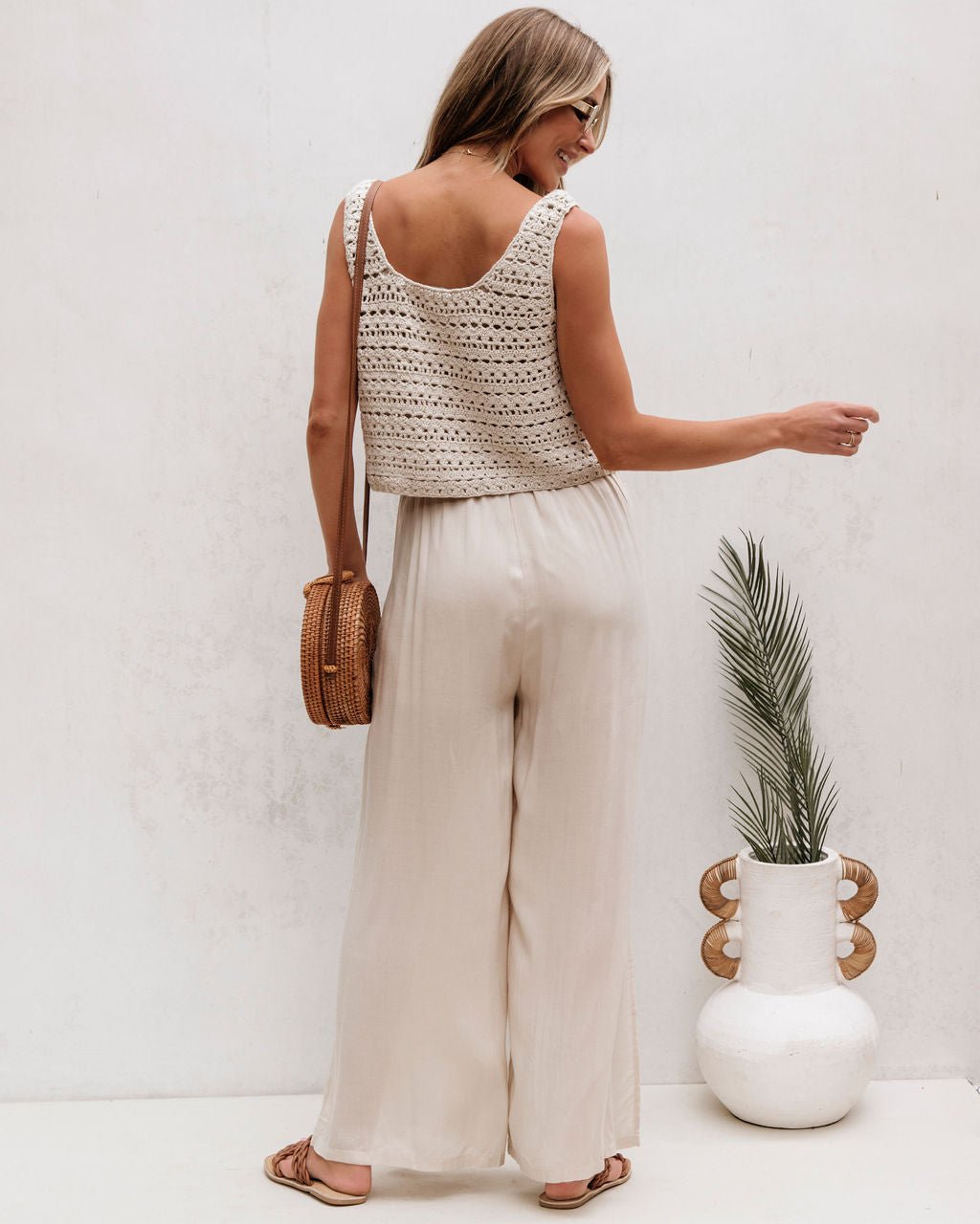 Cream Crochet Slit Jumpsuit - FINAL SALE