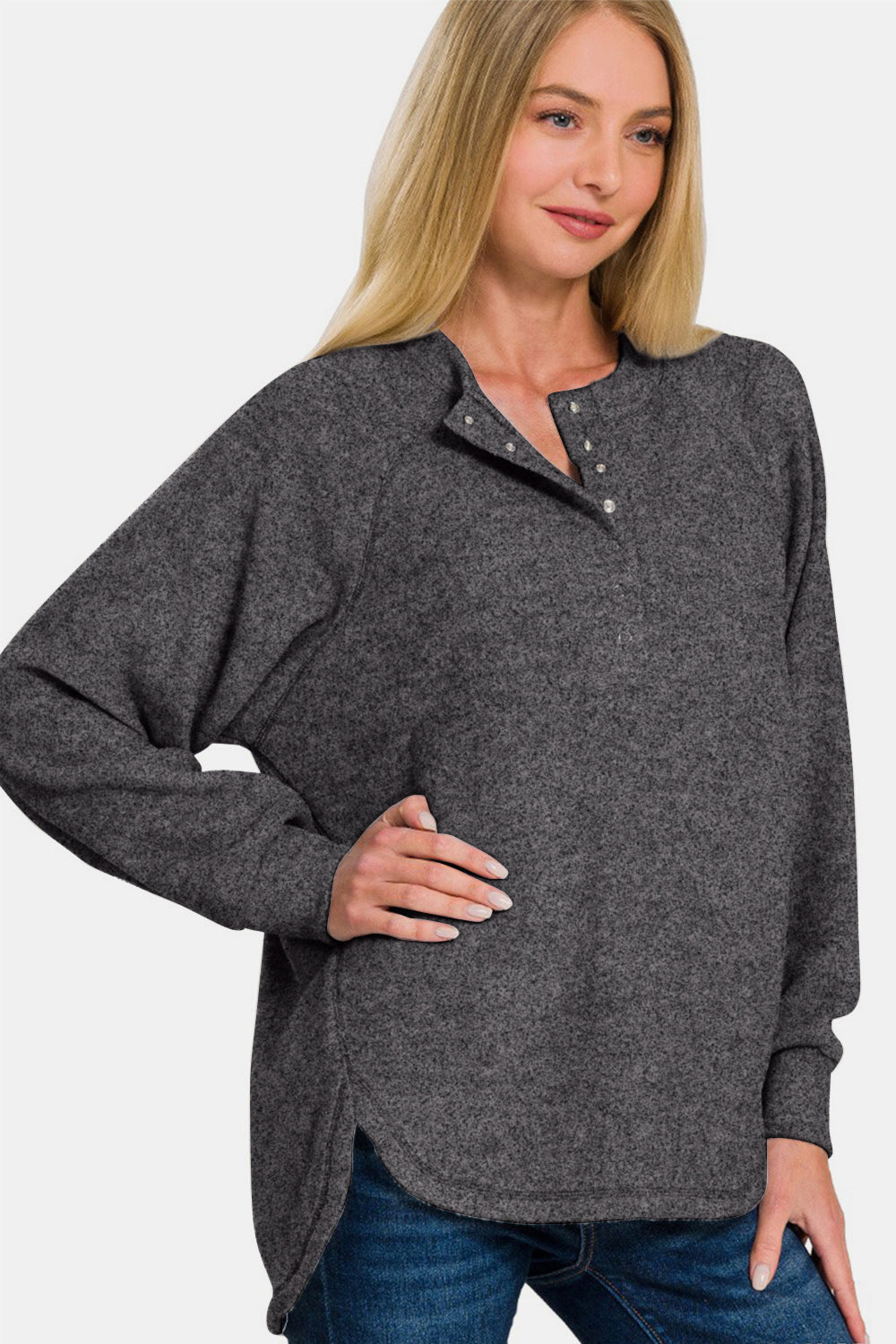 Back To School Sweater - Zenana Full Size Brushed Melange Hacci High-Low Sweater