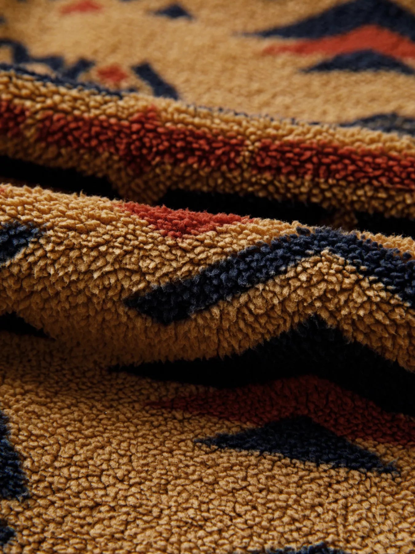 Western Aztec Pattern Fleece Button-Up Shacket