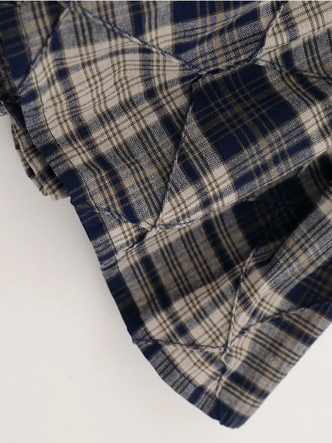 Drawstring Plaid Skort