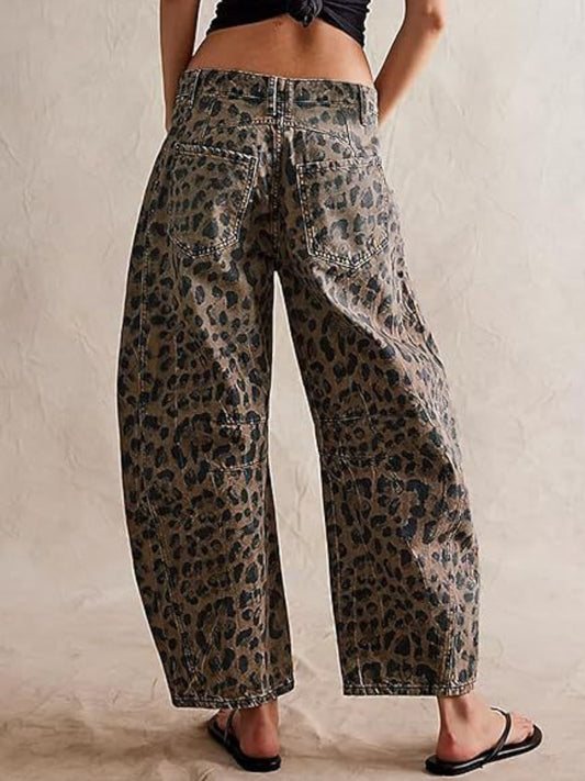 Leopard Wide Leg Jeans