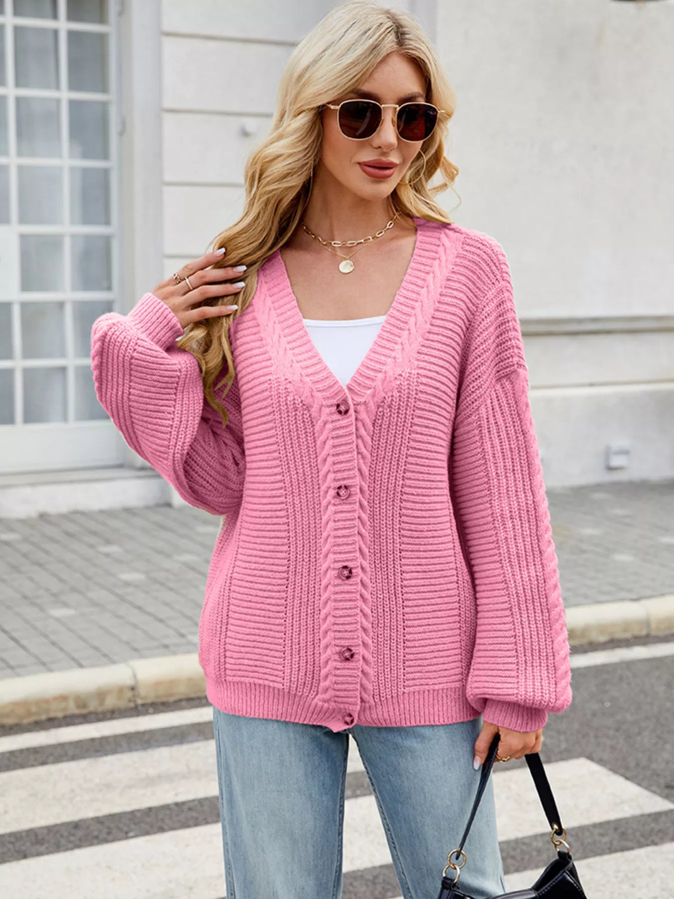 Button Up Long Sleeve Cardigan
