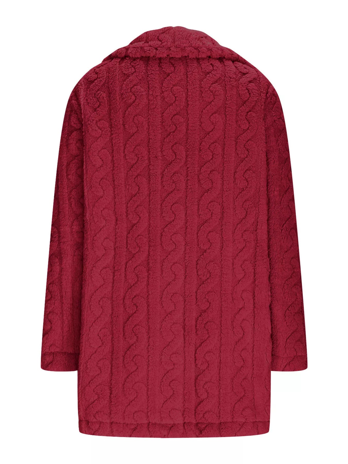 Double-Breasted Fleece Longline Coat