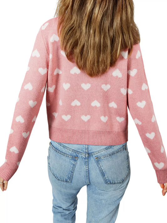 Heart Pattern Button Front Cardigan