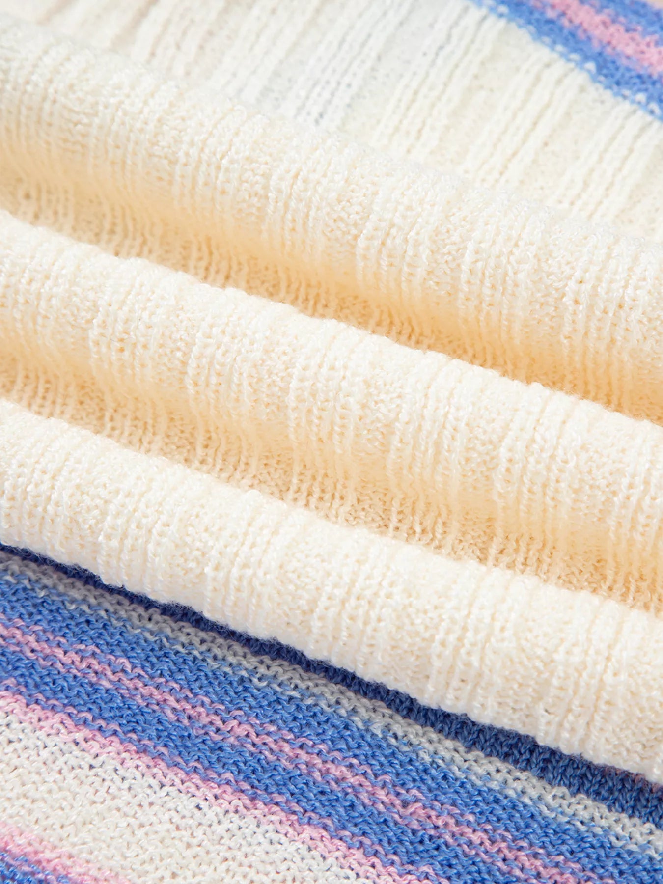 Striped V Neck Dolman Sleeve Rib Knit Oversized Sweater with Slits