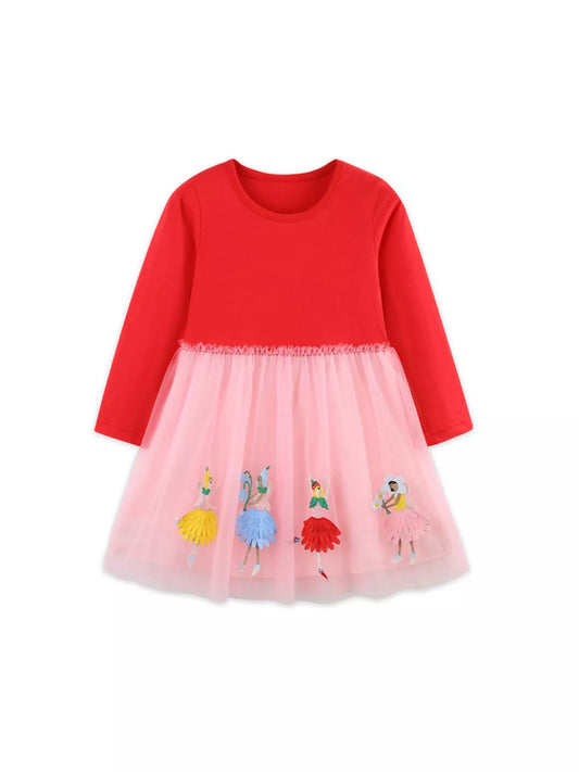Children's Ballerina Applique Tulle Dress