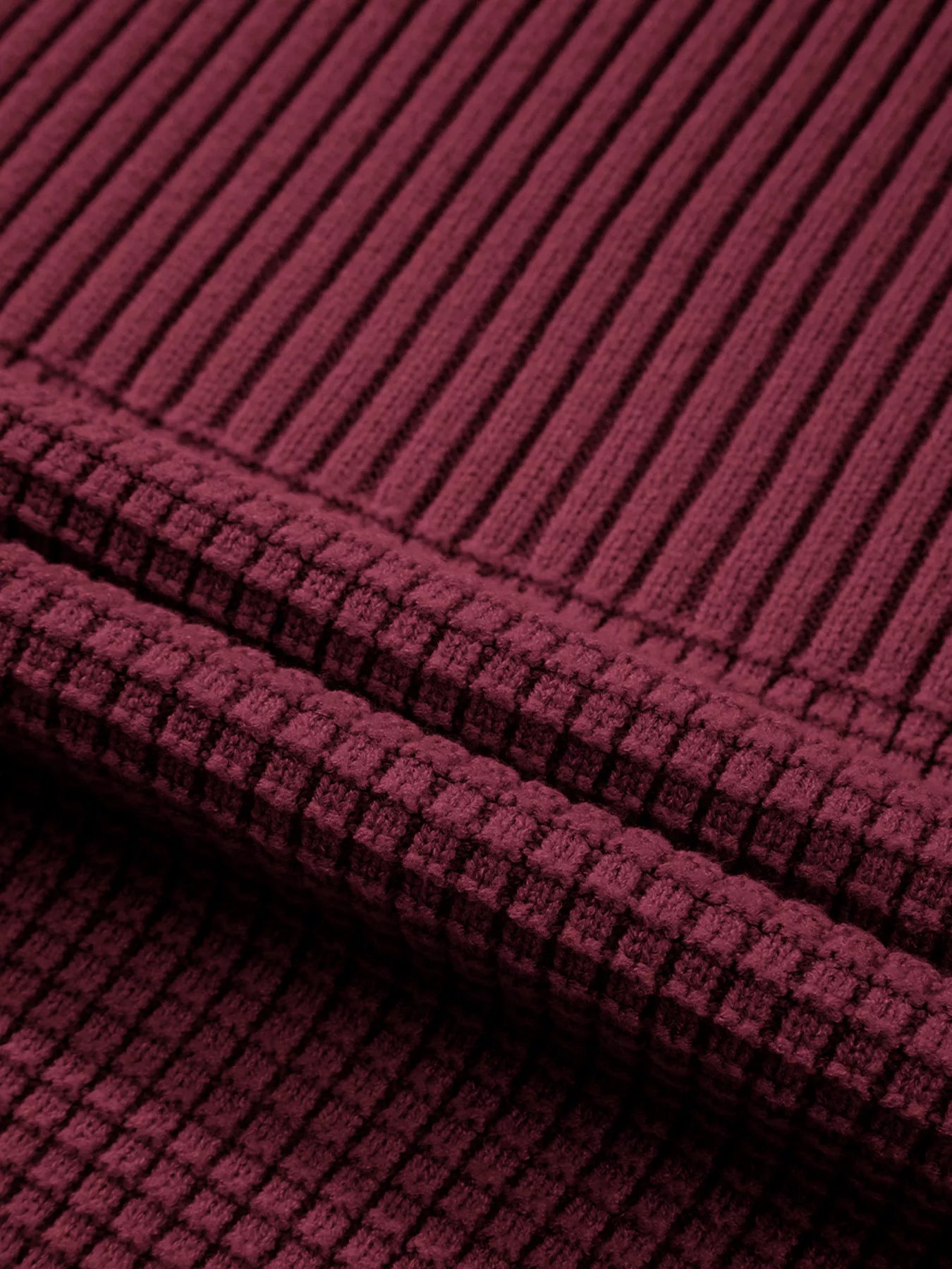 Solid Color Mixed Textured Knitted Crew Neck Sweater