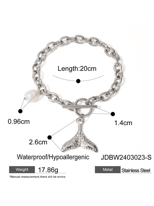 Modern beach style ocean starfish pearl shell conch bracelet jewelry Silver grey FREESIZE