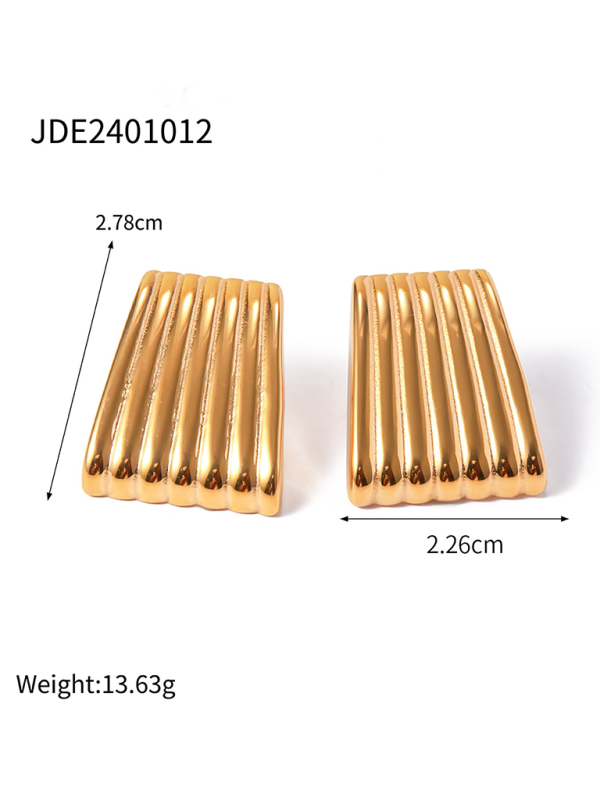 Modern versatile simple gold striped earrings