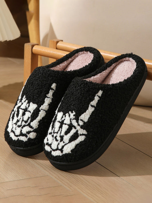 Halloween Indoor Home Plush Warm Slippers Black