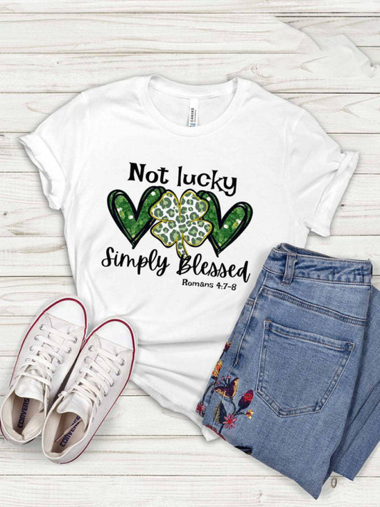 Women Graphic Blessed T-Shirt Casual Style White