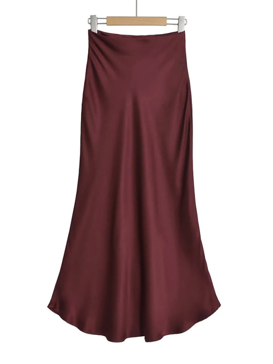 High waist maxi skirt Wine Red