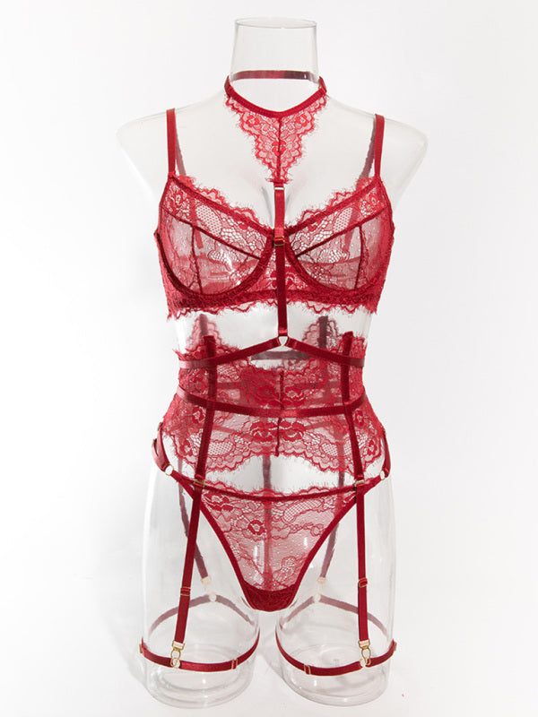 Women's Eyelash Lace Fishbone Garter Sexy Body Shaping Lingerie