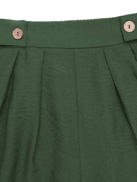 High Waist Wide Leg Casual Shorts with Pockets