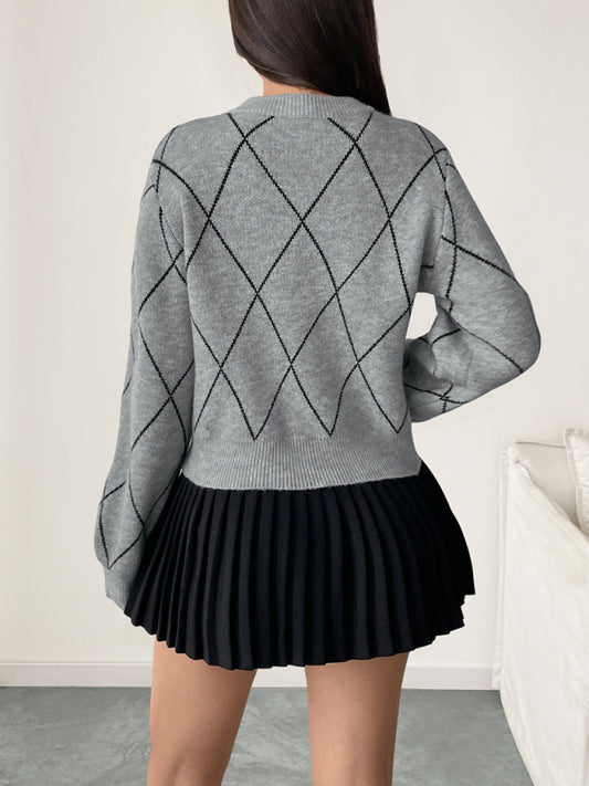 Bow Detail Round Neck Sweater - Knit Pullover Top