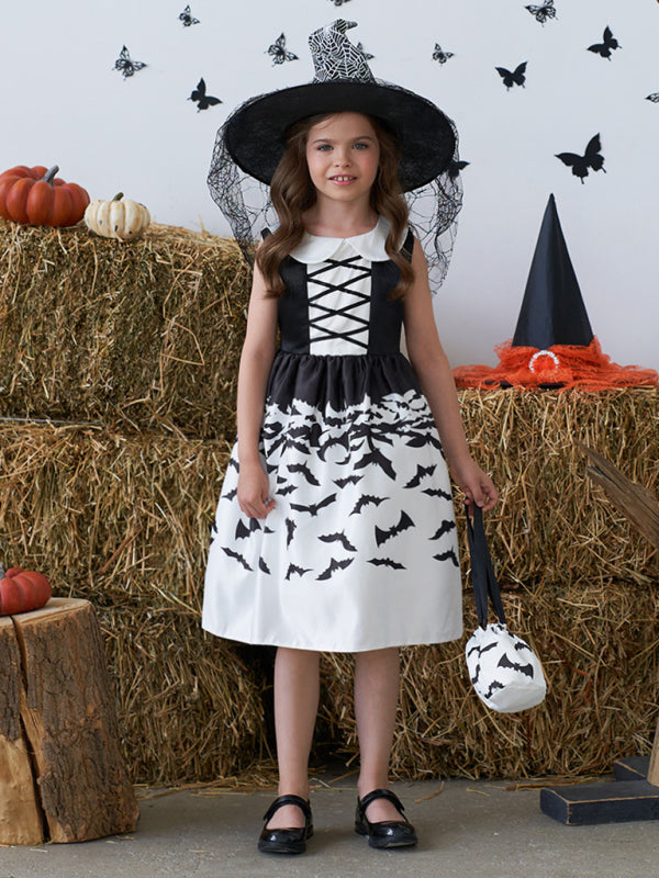 Girls' Halloween Witch Costume Party Dress - Multiple Patterns Pattern1
