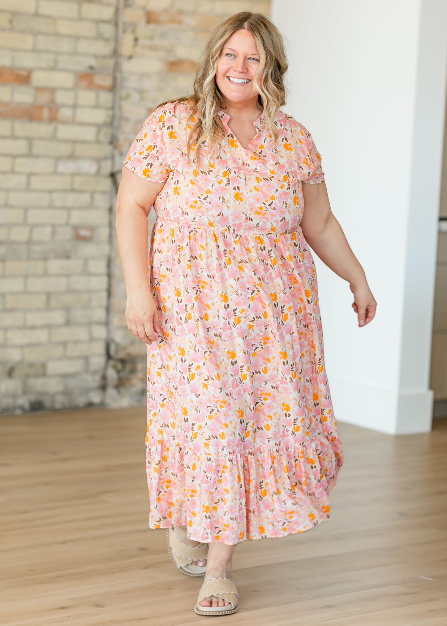 Jaydrien Floral Flutter Sleeve Midi Dress - FINAL SALE