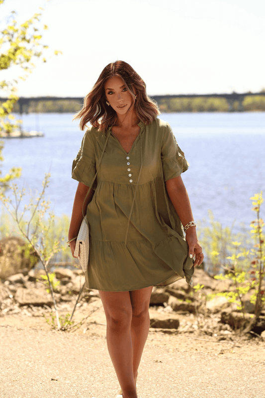 Jessica Green Tiered Mini Dress - FINAL SALE