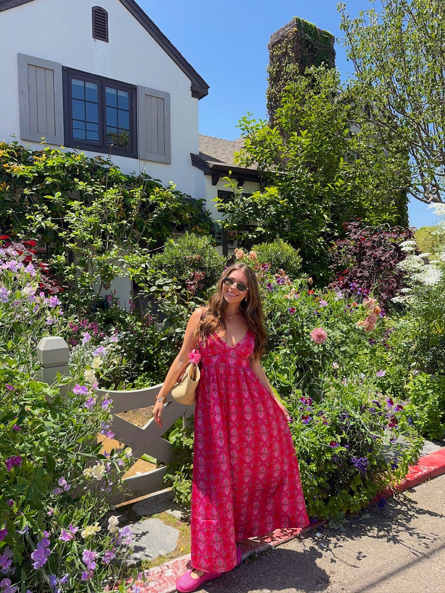 Joyful Pink Floral Satin Maxi Dress-FINAL SALE