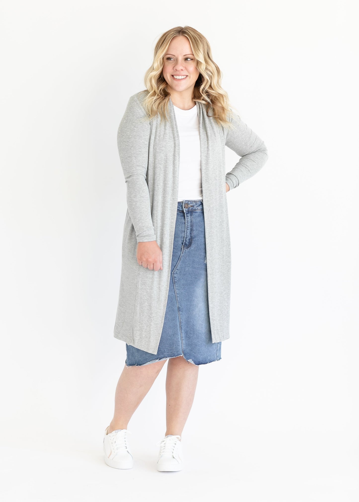 Kylin Open Front Cardigan Gray