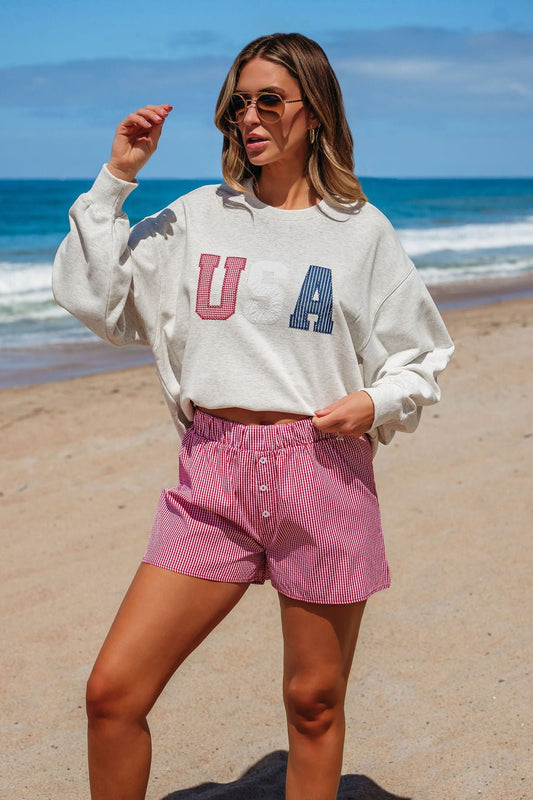 Light Grey USA Graphic Sweatshirt - FINAL SALE