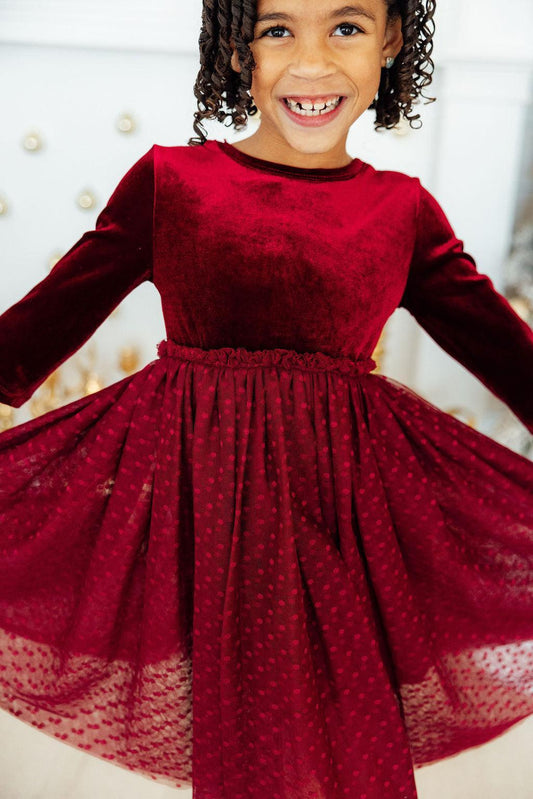 Cranberry Velvet Tutu Dress