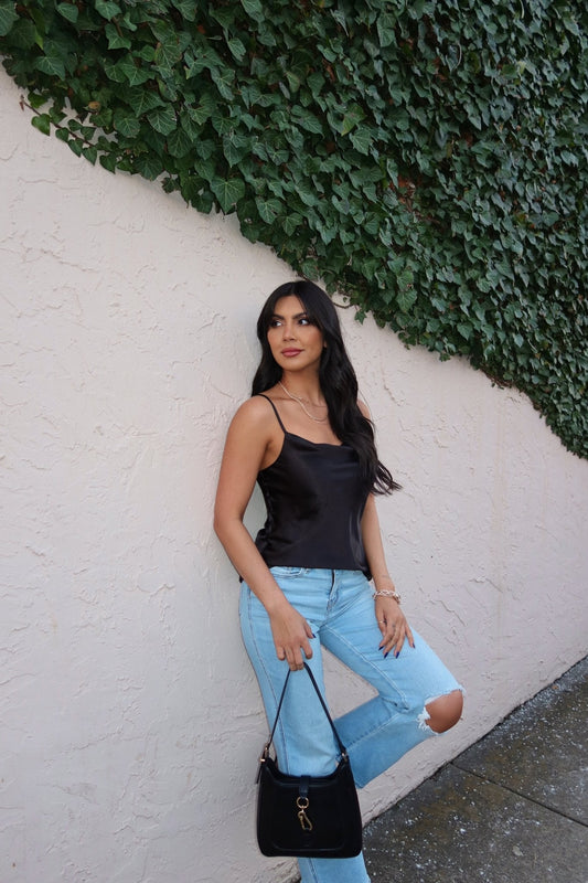 Muse By Magnolia Black Satin Cami Top - FINAL SALE