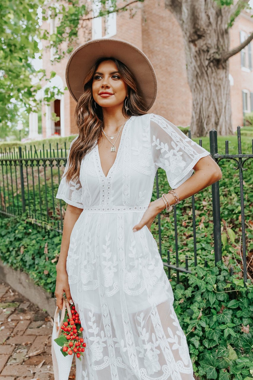 Reign White Lace Romper Maxi - FINAL SALE