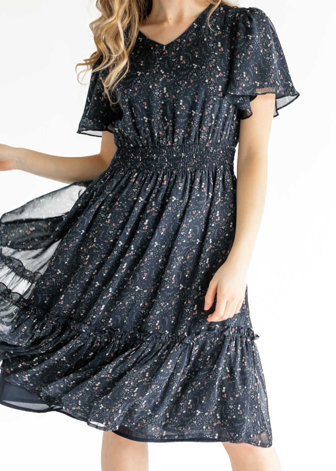 Sophie Floral Midi Dress - FINAL SALE Navy