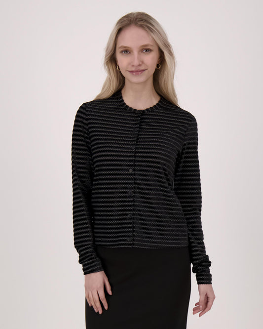Chevron Shimmer Cardigan Black
