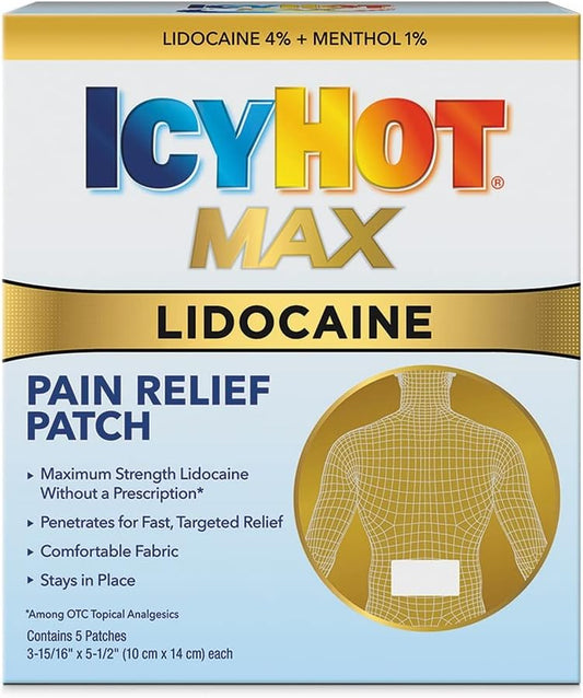 Quick Relief with Icy Hot Max Strength Lidocaine Pain Relief Patch