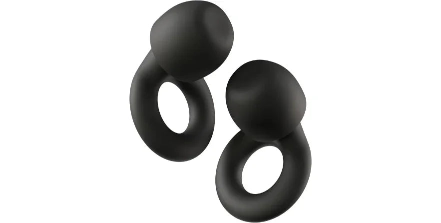 black Loop Quiet 2 earplugs with circular design on white background