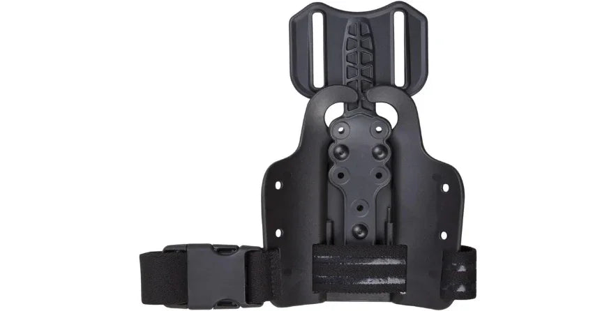 Black Drop Flex Adapter Leg Platform with adjustable straps and quick-release buckle