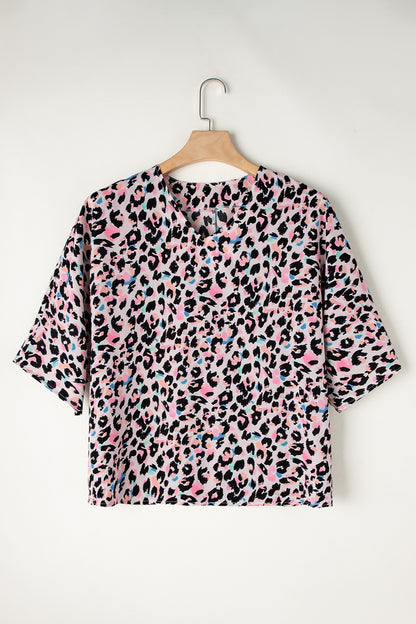 Leopard V-Neck T-Shirt Leopard