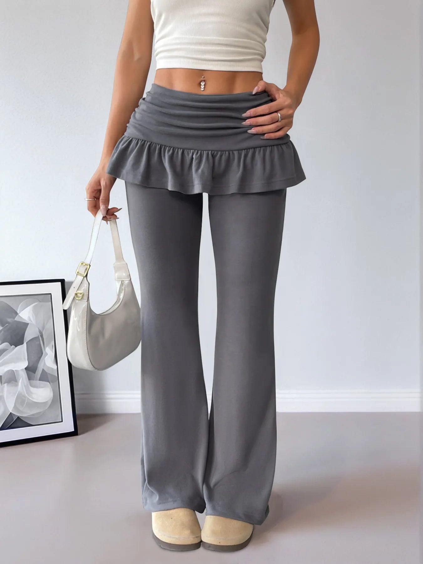 High-Waisted Ruffle Pants