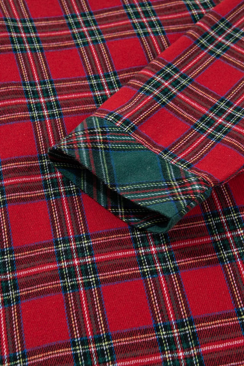 Plaid Contrast Patched Christmas Holiday Long Sleeve Shirt and Short 2pcs Pajama Set