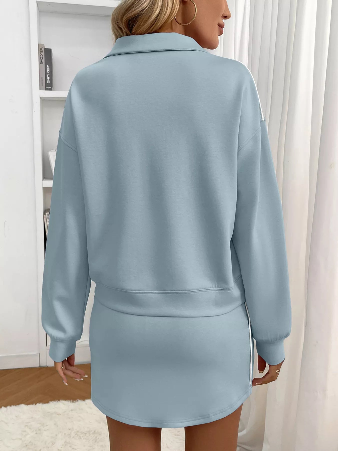 Dropped Shoulder Top and Skirt Set