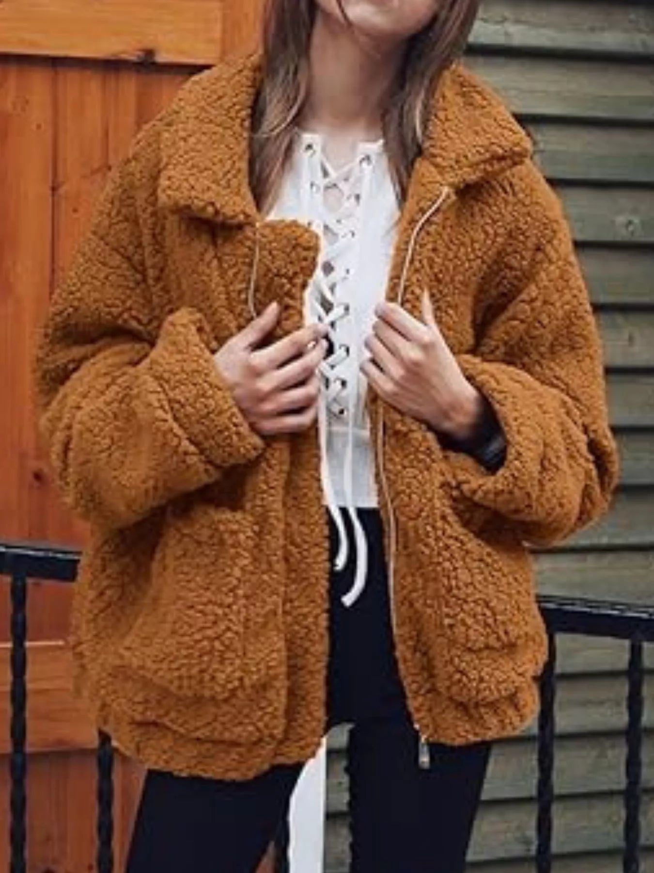 Full Size Cozy Fleece Zip Up Jacket Plus Size